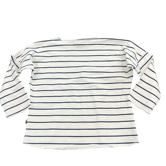 Petit Indi Organic Cotton Striped Long Sleeve Shirt 12-18 Months White & Navy - Picture 2 of 6